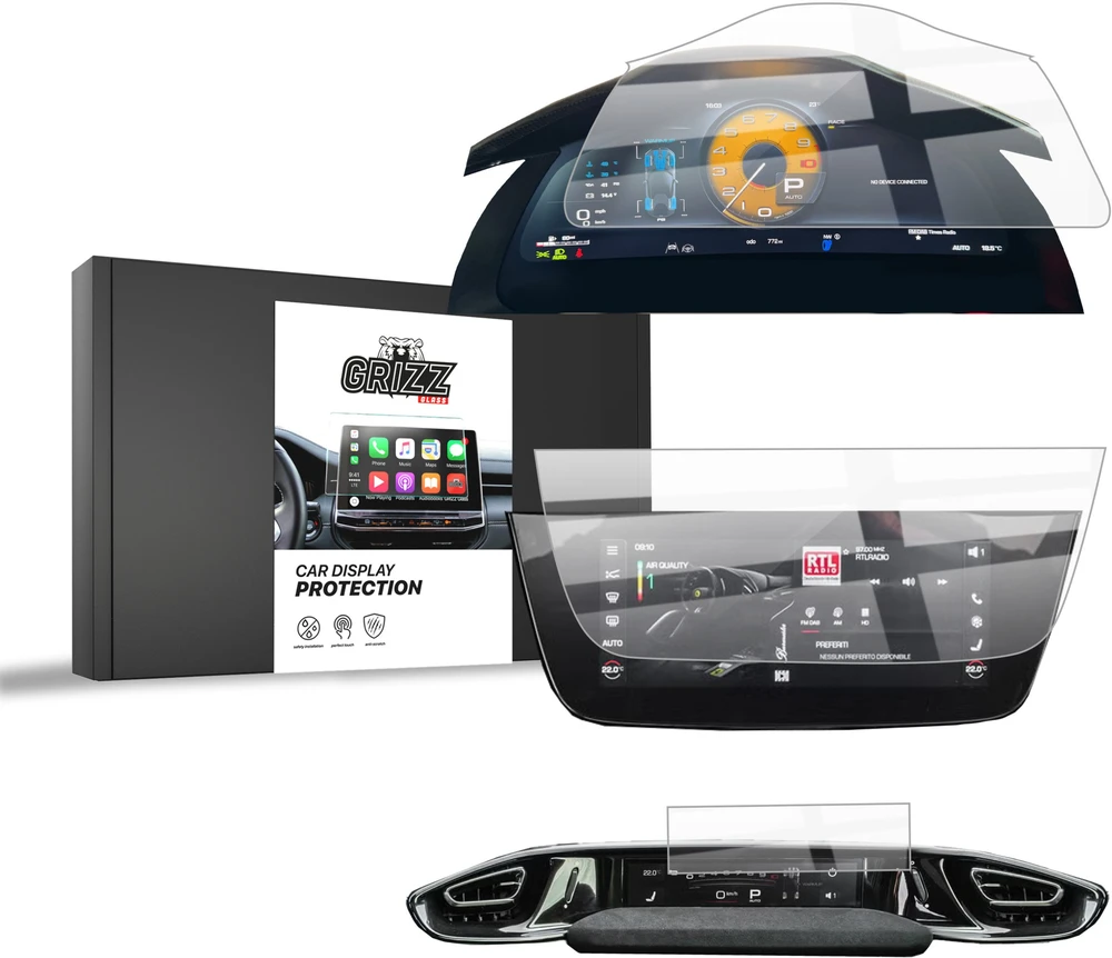 GrizzGlass Keraminė plėvelė GrizzGlass CarDisplay Protection, skirta Ferrari 12Cilindri 15,6''+10,25'' (2024-2025) [3w1]