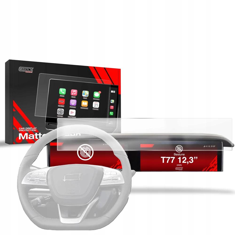 GrizzGlass Matinė plėvelė GrizzGlass CarDisplay Protection, skirta Bestune T77 12,3'' (2025)