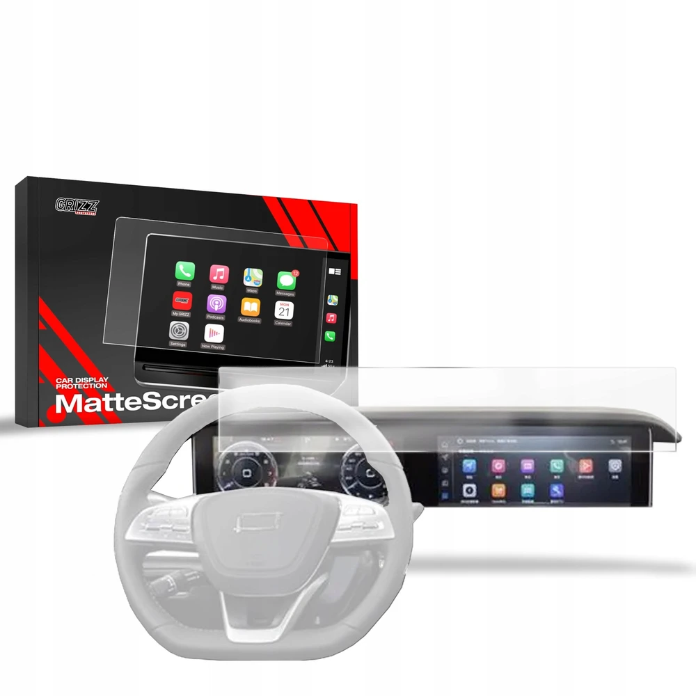 GrizzGlass Matinė plėvelė GrizzGlass CarDisplay Protection, skirta Bestune T77 12,3'' (2025)