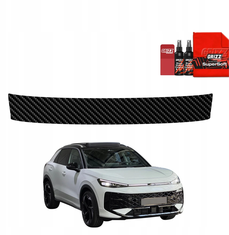 GrizzGlass Apsauginė plėvelė bagažinės slenksčiui BodyShield Carbon, skirta Volkswagen T-Roc (2025-2026)