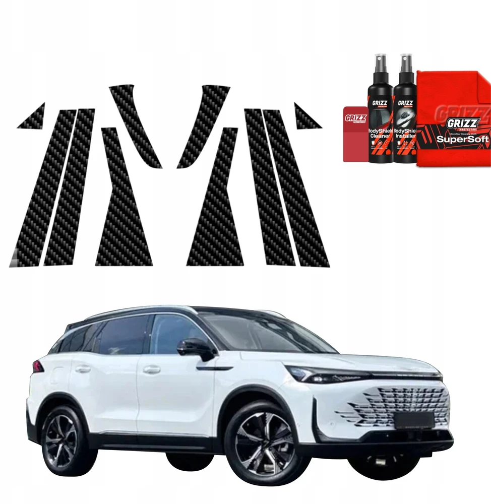 GrizzGlass Plėvelė ant stulpelių BodyShield Carbon, skirta BAIC BEIJING 7 (2024-2026) [12w1]