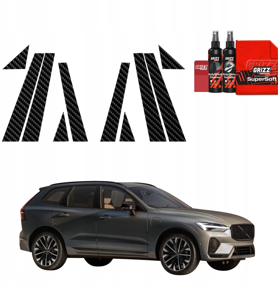 GrizzGlass Plėvelė ant statramsčių GrizzGlass BodyShield Carbon, skirta Volvo XC60 (2025-2026) [10w1]