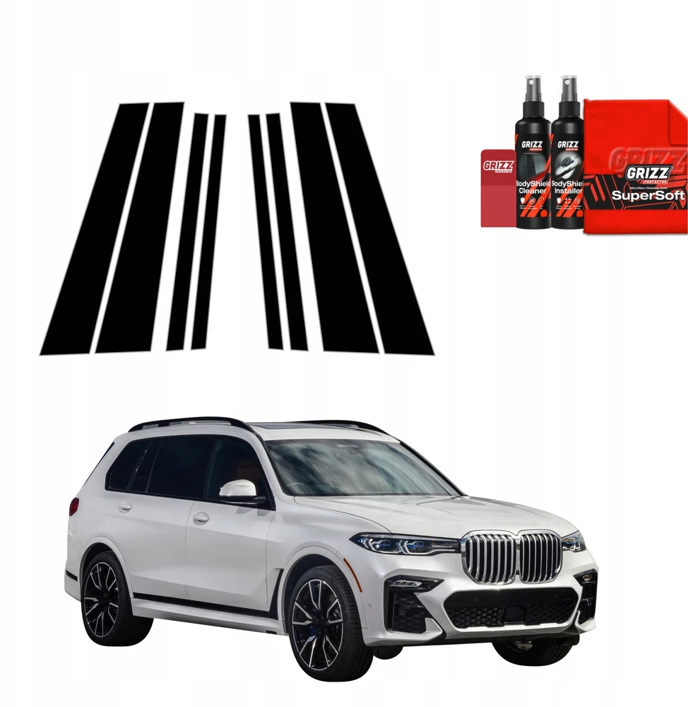 GrizzGlass Plėvelė ant statramsčių GrizzGlass BodyShield Juodas, skirta BMW X7 G07 (2018-2022) [8w1]