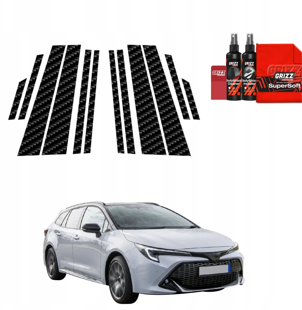 GrizzGlass Plėvelė ant stulpelių BodyShield Carbon, skirta Toyota Corolla Kombi (2019-2022) [12w1]
