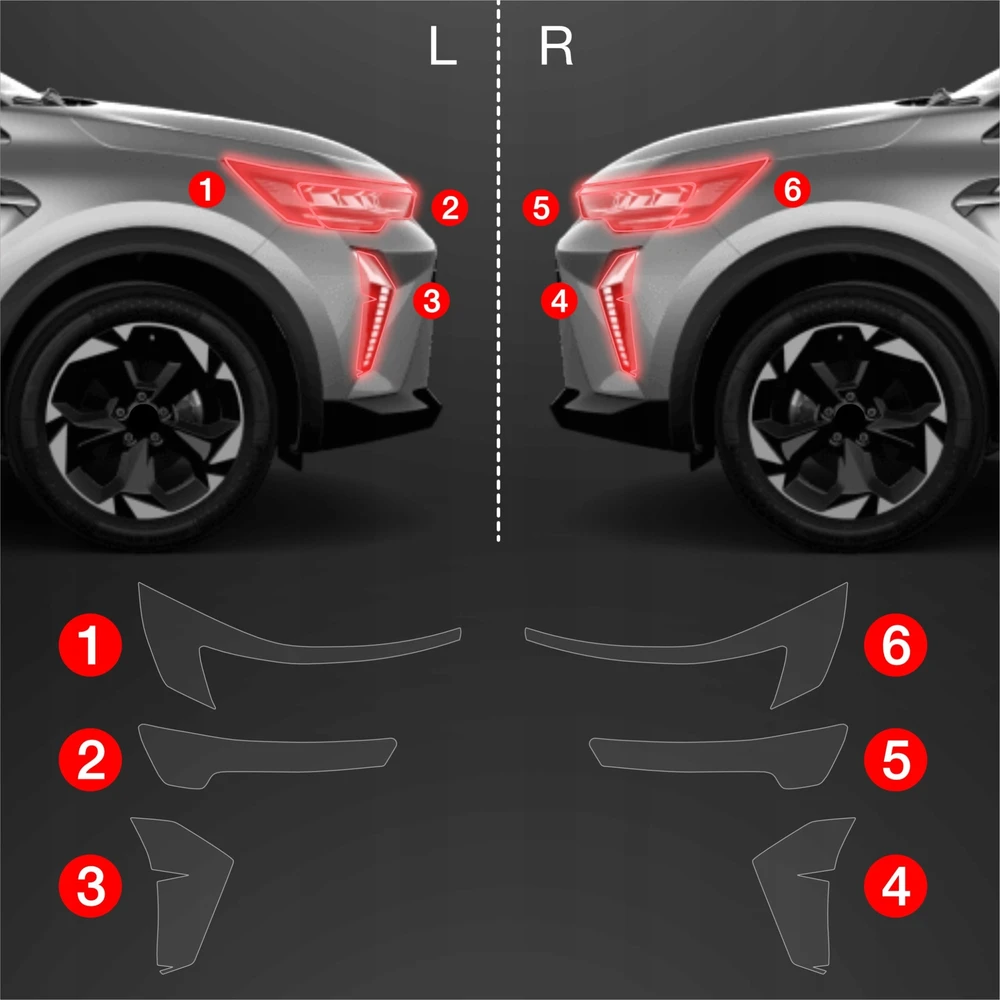 GrizzGlass Apsauginė plėvelė priekiniams žibintams GrizzGlass BodyShield, skirta Mitsubishi ASX Facelift (2024-2025) [4w1]