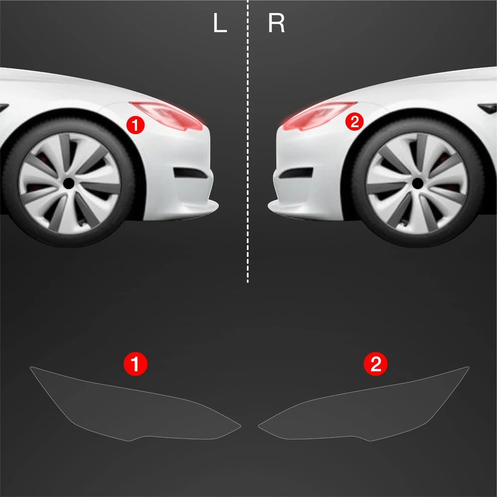 GrizzGlass Apsauginė plėvelė žibintams GrizzGlass BodyShield, skirta Tesla Model S (2023-2025) [2w1]