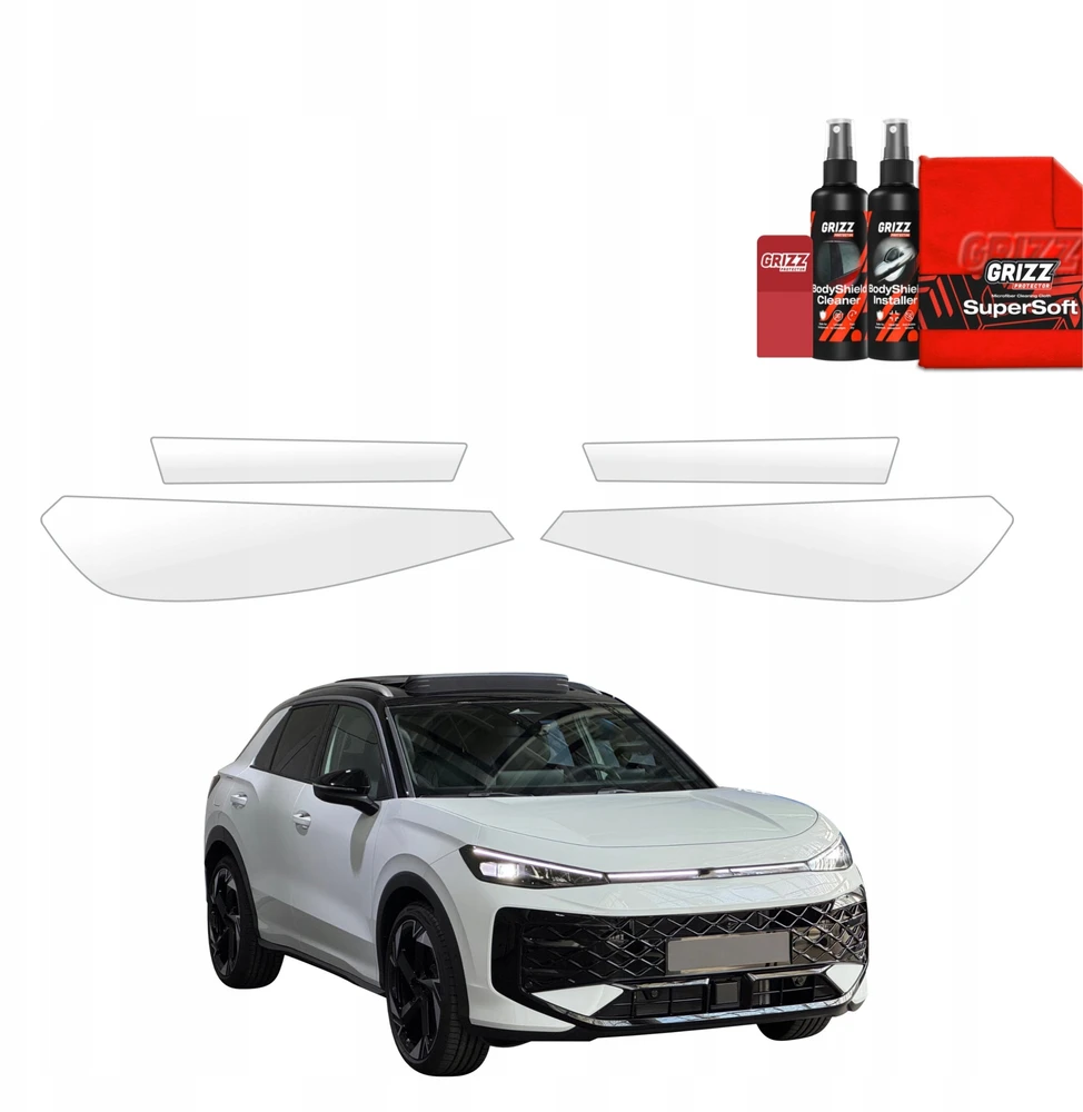 GrizzGlass Apsauginė plėvelė priekiniams žibintams GrizzGlass BodyShield, skirta Volkswagen T-Roc (2025-2026) [4w1]
