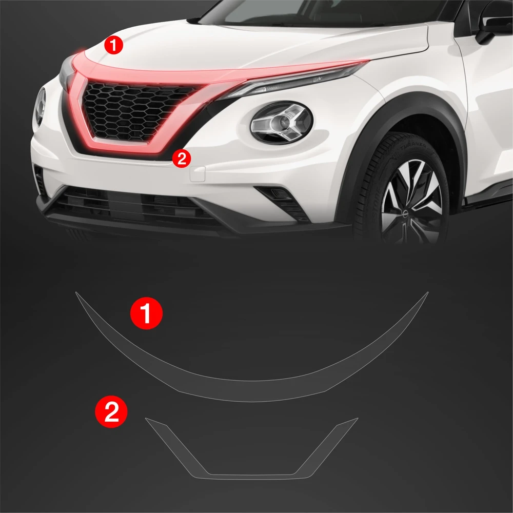 GrizzGlass Apsauginė plėvelė kaukei GrizzGlass BodyShield, skirta Nissan Juke Facelift (2024-2025) [2w1]