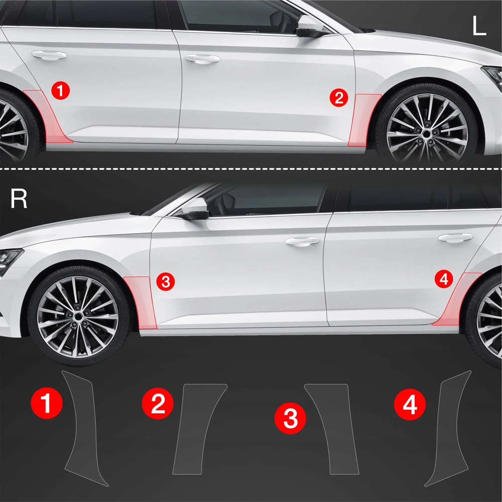 GrizzGlass Apsauginė plėvelė ant purvasaugių BodyShield, skirta Skoda Superb 3 Combi (2015-2019) [4w1]
