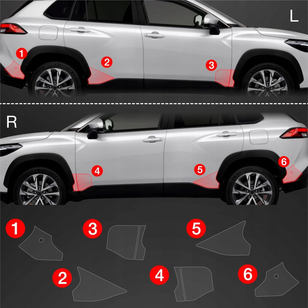 GrizzGlass Apsauginė plėvelė ant sparnų BodyShield, skirta Toyota Corolla Cross (2022-2025) [6w1]