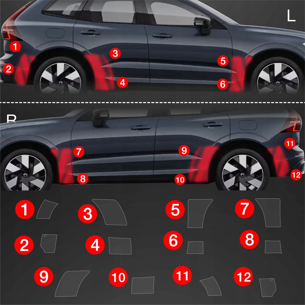 GrizzGlass Apsauginė plėvelė ant sparnų GrizzGlass BodyShield skirtas Volvo XC60 2 (2022-2025) [12w1]