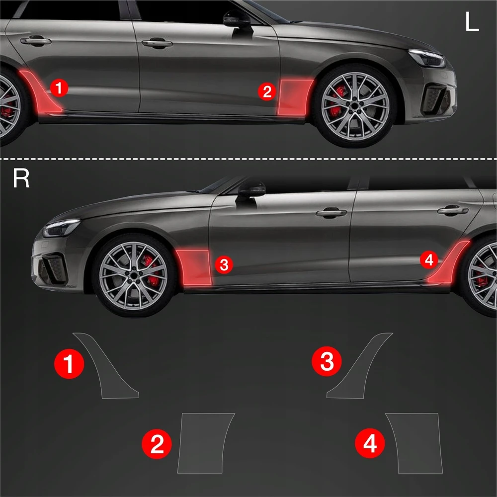 GrizzGlass Apsauginė plėvelė ant sparnų BodyShield Audi A4 Avant (2019-2024) [4w1]