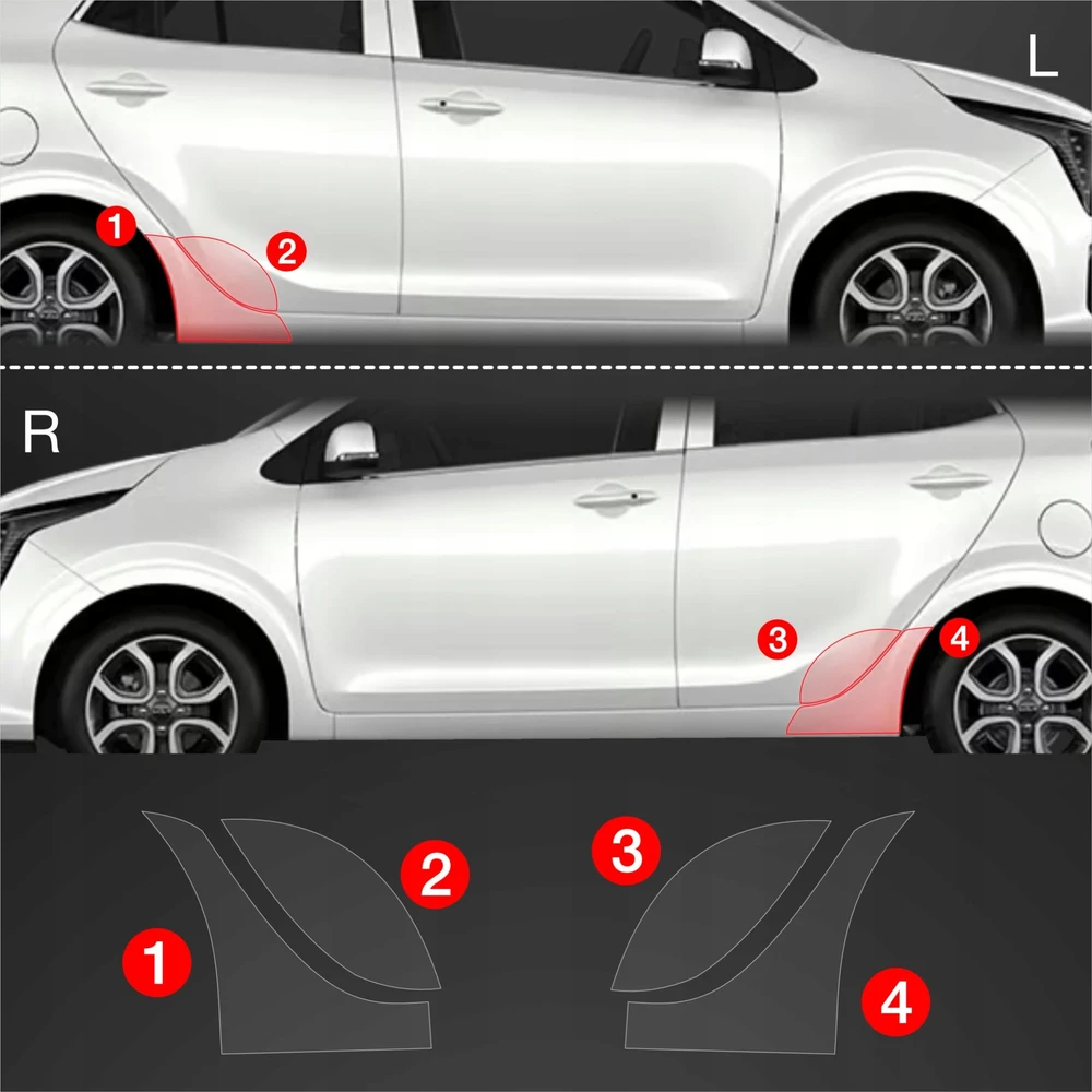 GrizzGlass Apsauginė plėvelė ant sparnų GrizzGlass BodyShield, skirta Kia Picanto (2023-2025) [4w1]