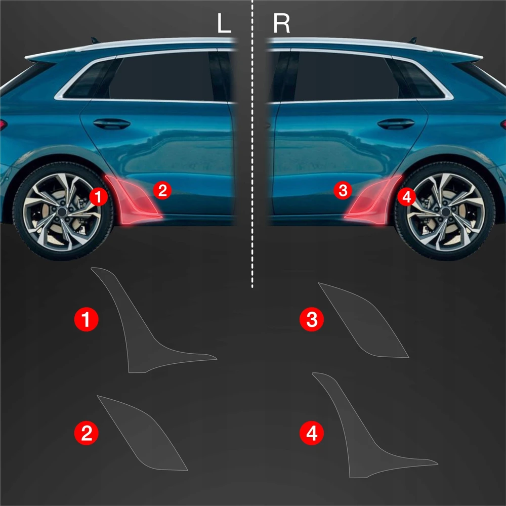 GrizzGlass Apsauginė plėvelė ant ratų arkų GrizzGlass BodyShield, skirta Audi A3 8Y Sportback (2020-2023) [4w1]