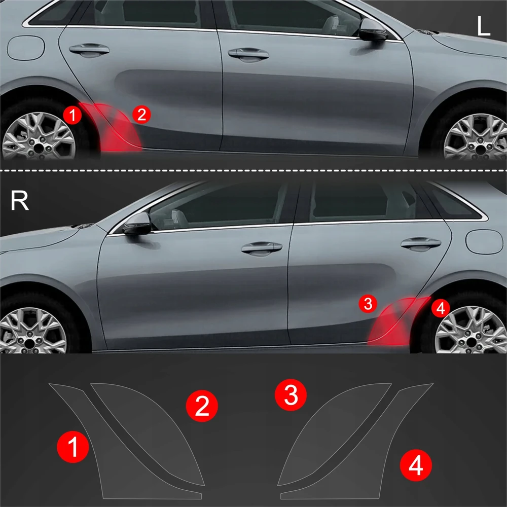 GrizzGlass Apsauginė plėvelė ant purvasaugių GrizzGlass BodyShield, skirta Kia Ceed (2021-2025) [4w1]