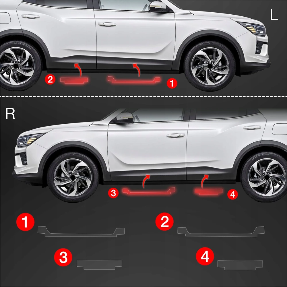 GrizzGlass apsauginė plėvelė ant slenksčių BodyShield skirtas SsangYong Korando (2023–2025) [4w1] (GRZ15072)