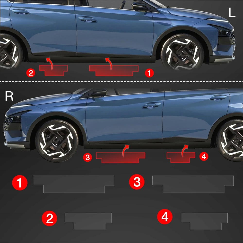 GrizzGlass Apsauginė plėvelė ant slenksčių GrizzGlass BodyShield, skirta Hyundai Bayon (2024-2025) [4w1]