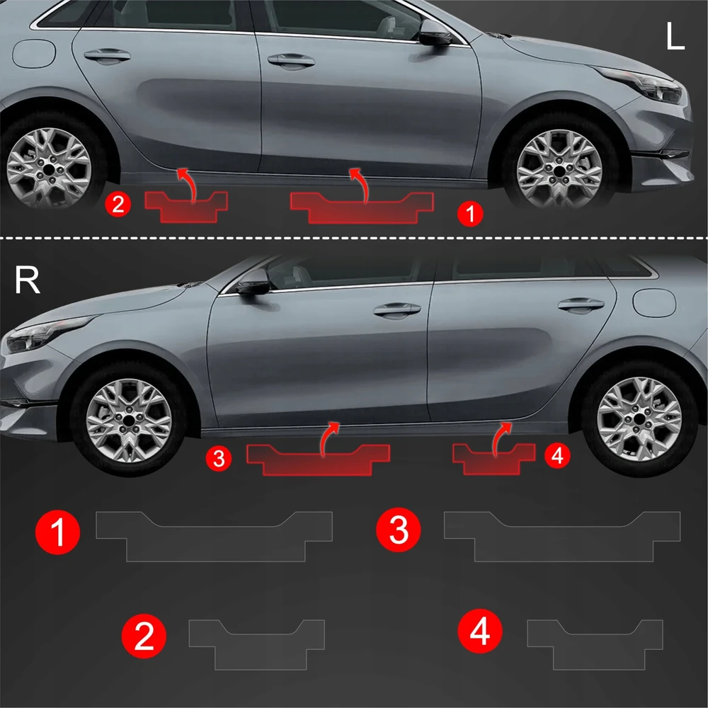GrizzGlass Apsauginė plėvelė ant slenksčių GrizzGlass BodyShield, skirta Kia Ceed (2021-2025) [4w1]