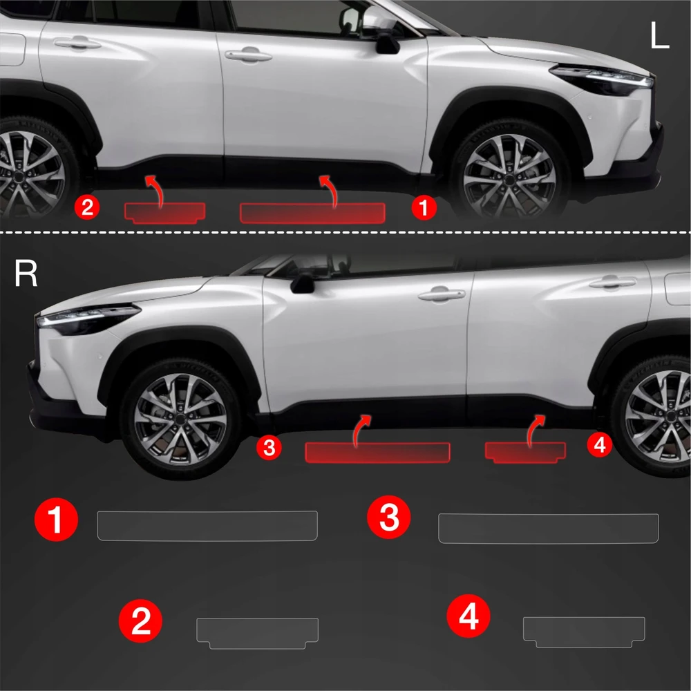 GrizzGlass Apsauginė plėvelė ant slenksčių GrizzGlass BodyShield, skirta Toyota Corolla Cross (2022-2025) [4w1]