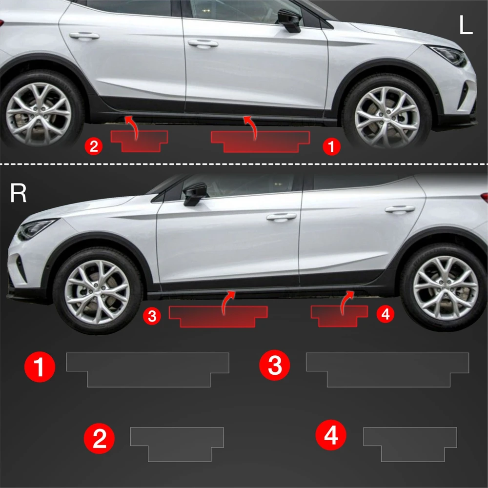 GrizzGlass Apsauginė plėvelė ant slenksčių GrizzGlass BodyShield skirtas Seat Arona (2021-2025) [4w1]