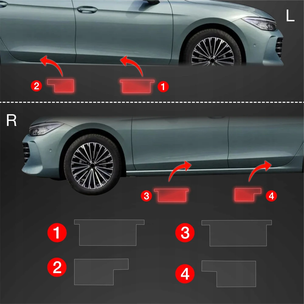 GrizzGlass Apsauginė plėvelė ant slenksčių GrizzGlass BodyShield, skirta Volkswagen VW Passat B9 (2024-2025) [4w1]