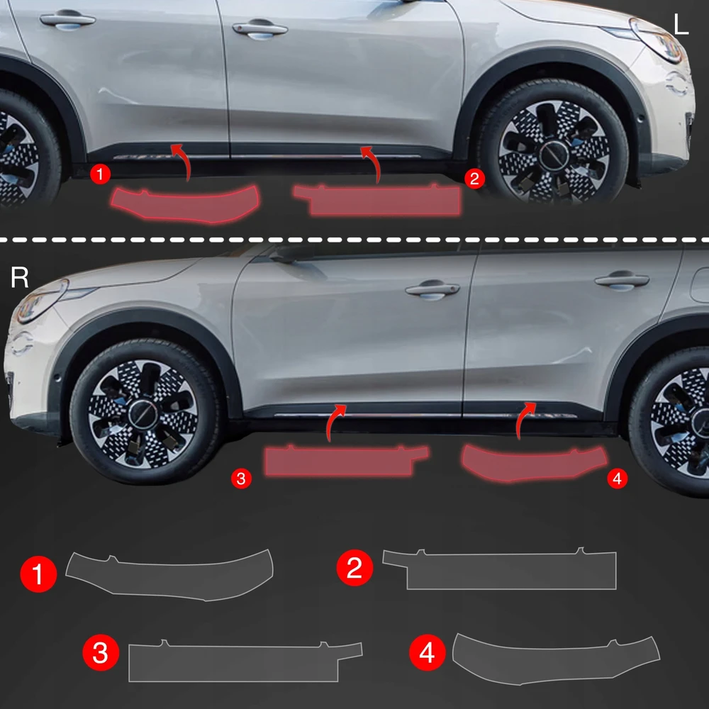 GrizzGlass Apsauginė plėvelė ant slenksčių GrizzGlass BodyShield, skirta Fiat 600 (2023-2025) [4w1]