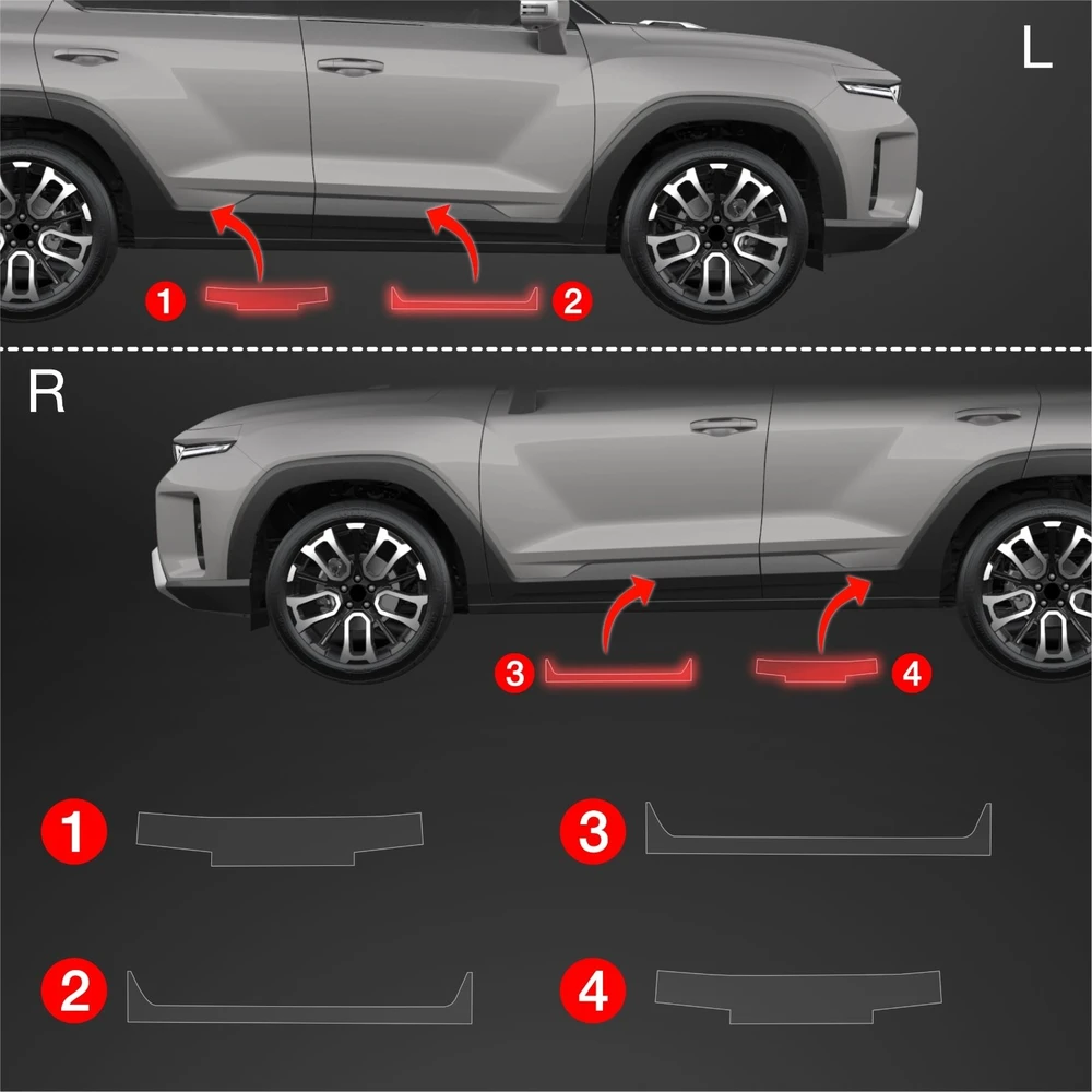 GrizzGlass Apsauginė plėvelė ant slenksčių GrizzGlass BodyShield, skirta SsangYong Torres (2024-2025) [4w1]