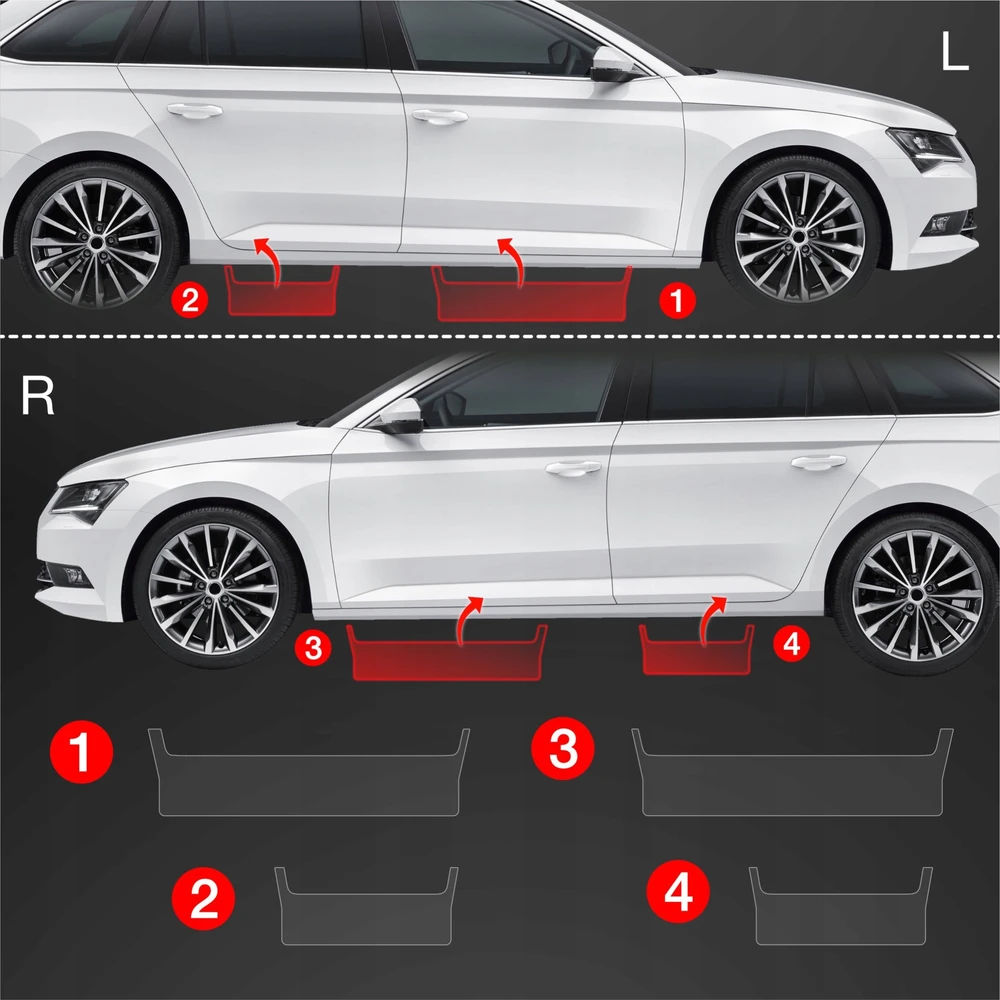 GrizzGlass Apsauginė plėvelė ant slenksčių BodyShield, skirta Skoda Superb 3 Combi (2015-2019) [4w1]