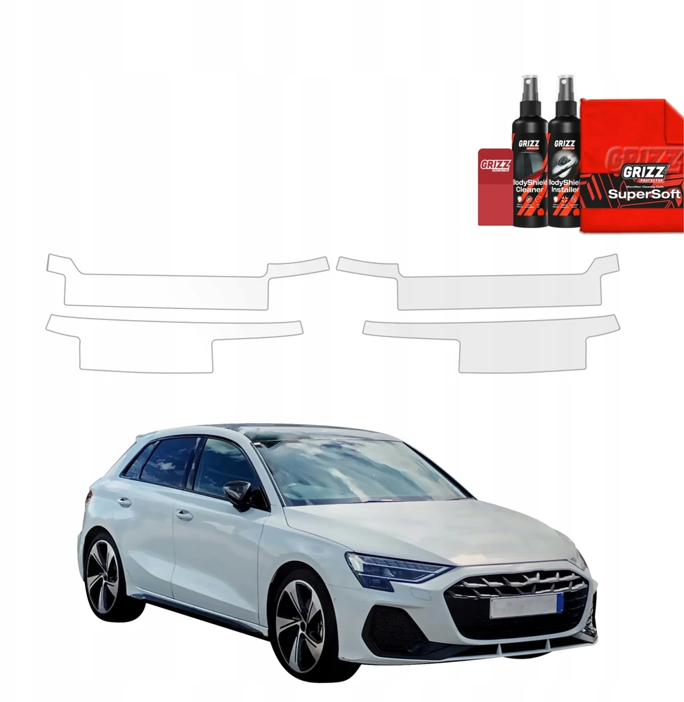 GrizzGlass Apsauginė plėvelė ant slenksčių BodyShield, skirta Audi A3 8Y Hatchback 5D (2024-2026) [4w1]