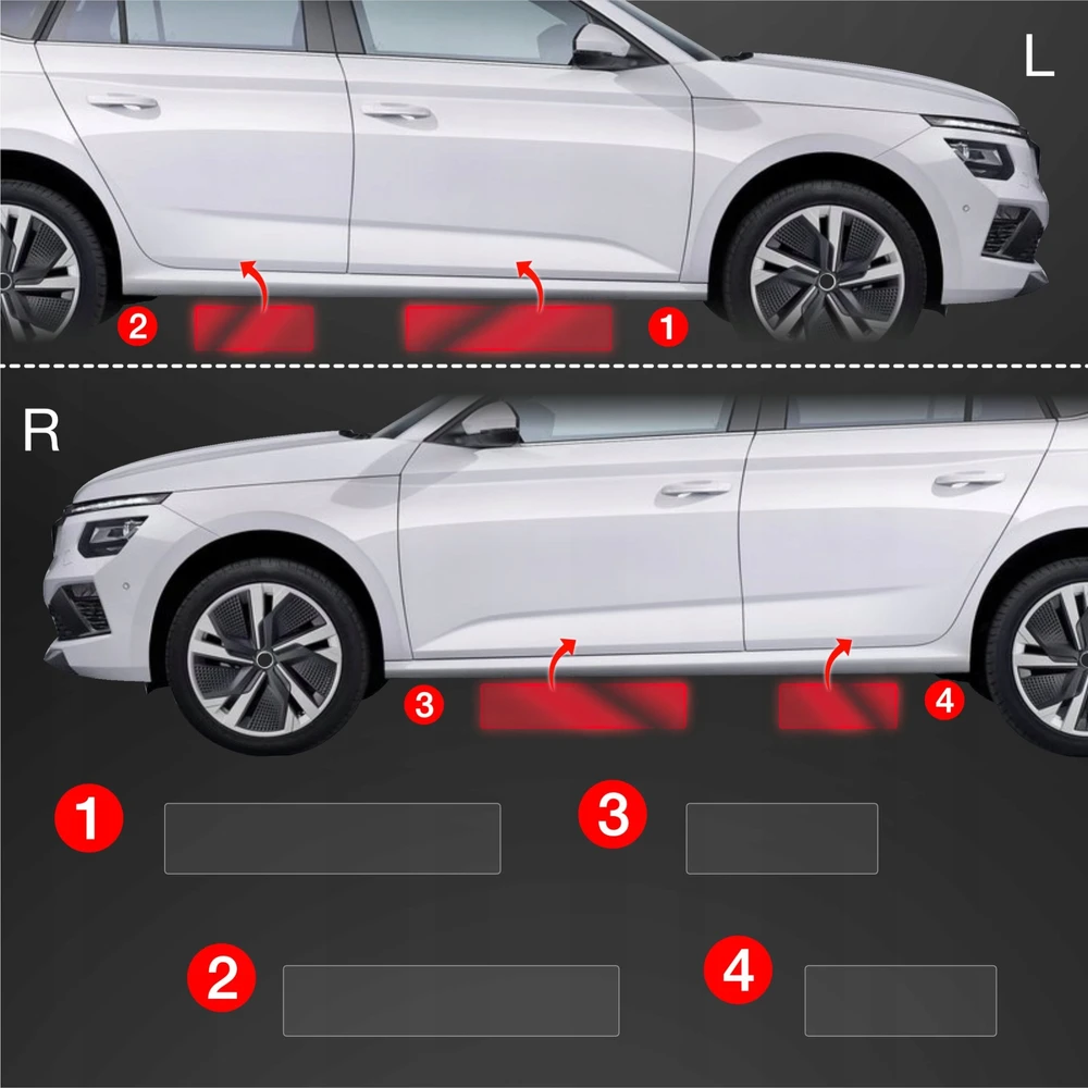 GrizzGlass Apsauginė plėvelė ant slenksčių GrizzGlass BodyShield, skirta Skoda Kamiq (2019-2025) [4w1]