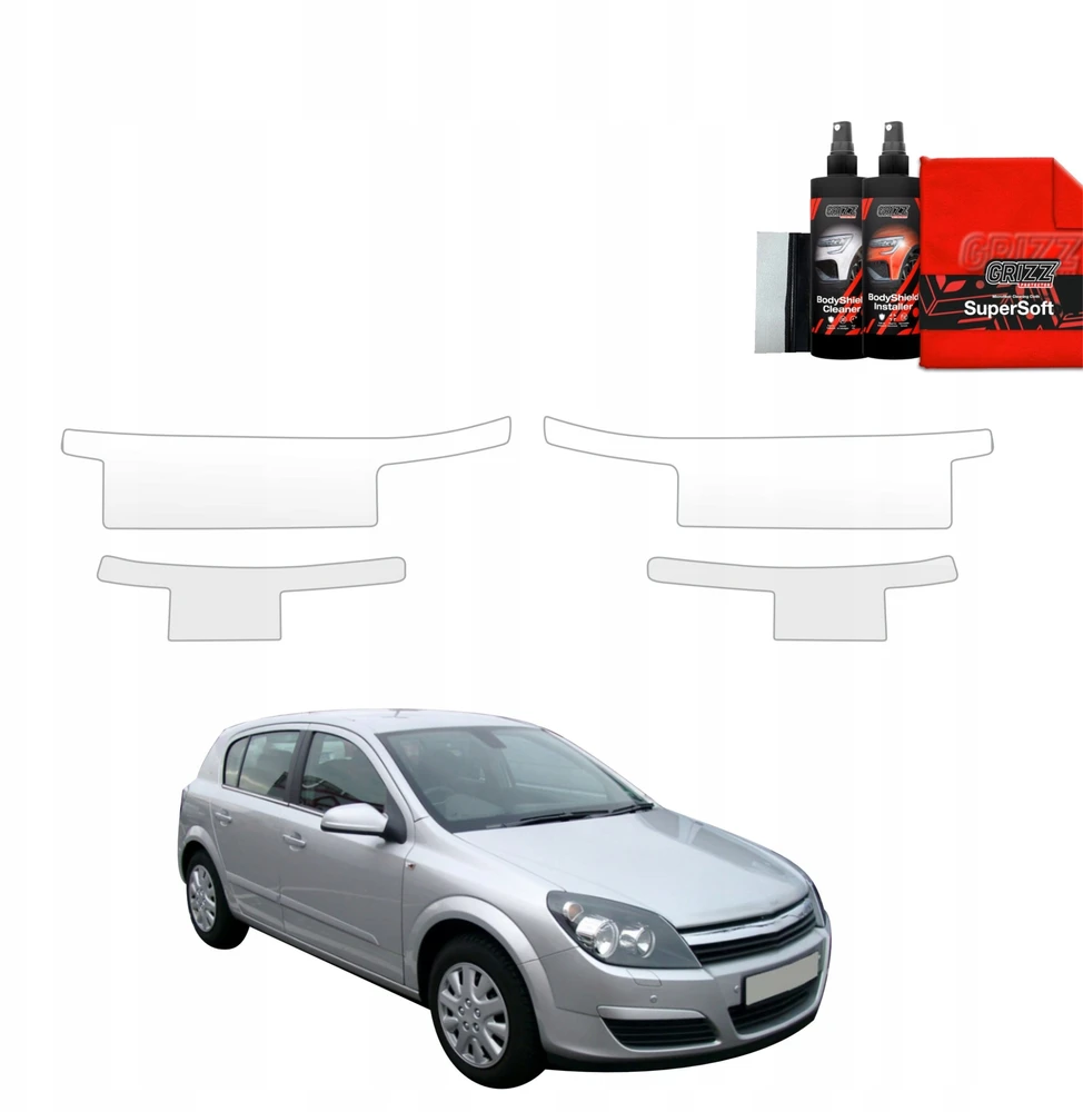 GrizzGlass Apsauginė plėvelė ant slenksčių GrizzGlass BodyShield, skirta Opel Astra H Hatchback 5D (2004-2014) [4w1]