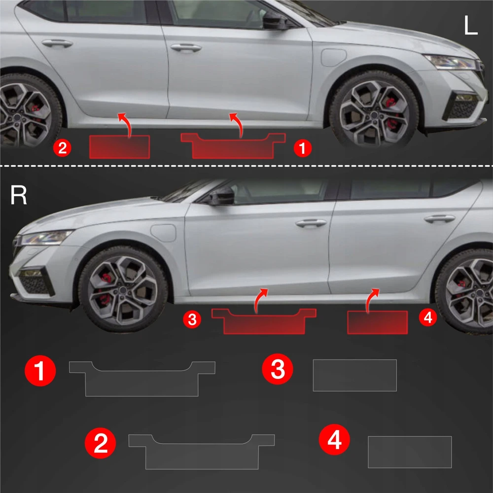 GrizzGlass Apsauginė plėvelė ant slenksčių GrizzGlass BodyShield skirtas Skoda Octavia 4 Hatchback Facelifting (2024-2025) [4w1]