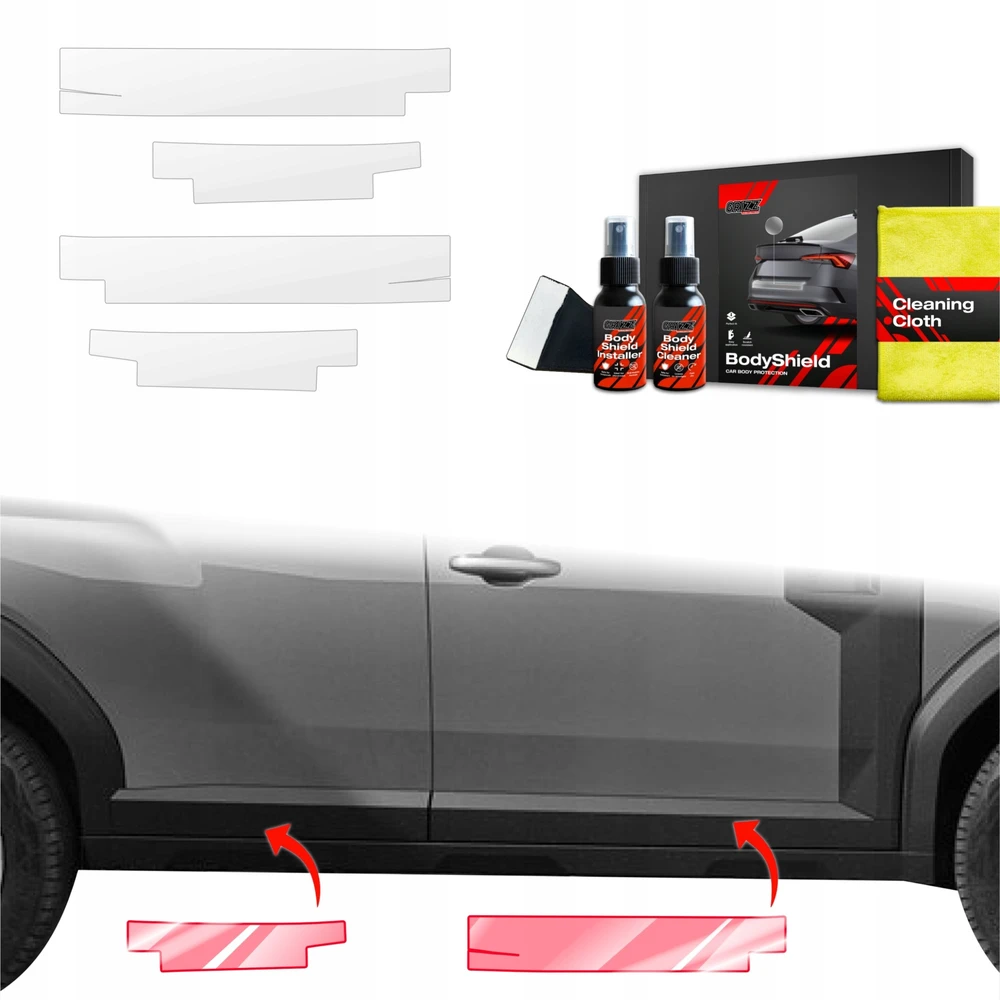 GrizzGlass Apsauginė plėvelė ant slenksčių GrizzGlass BodyShield, skirta Dacia Duster (2024-2025) [4w1]