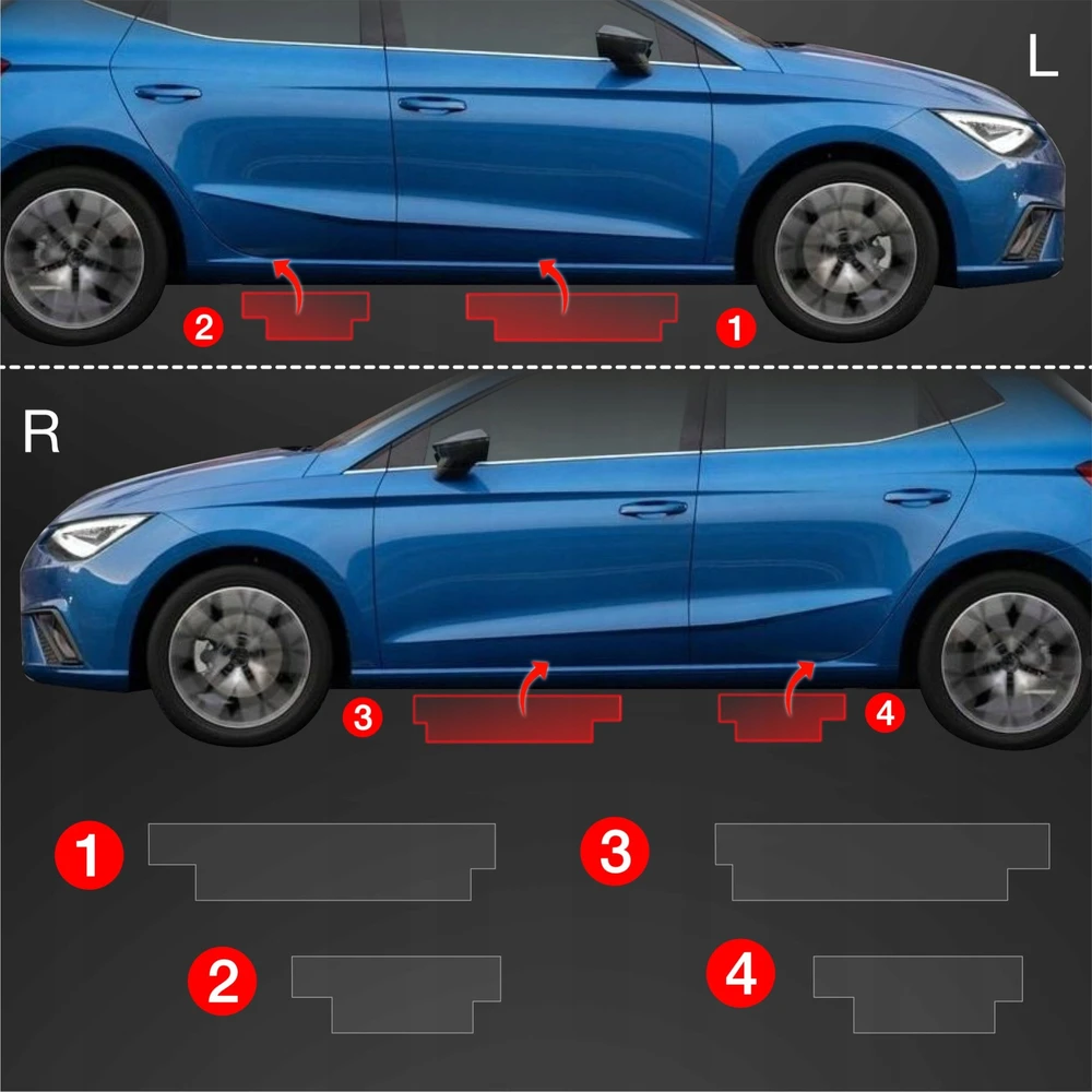 GrizzGlass Apsauginė plėvelė ant slenksčių GrizzGlass BodyShield, skirta Seat Ibiza (2021-2025) [4w1]
