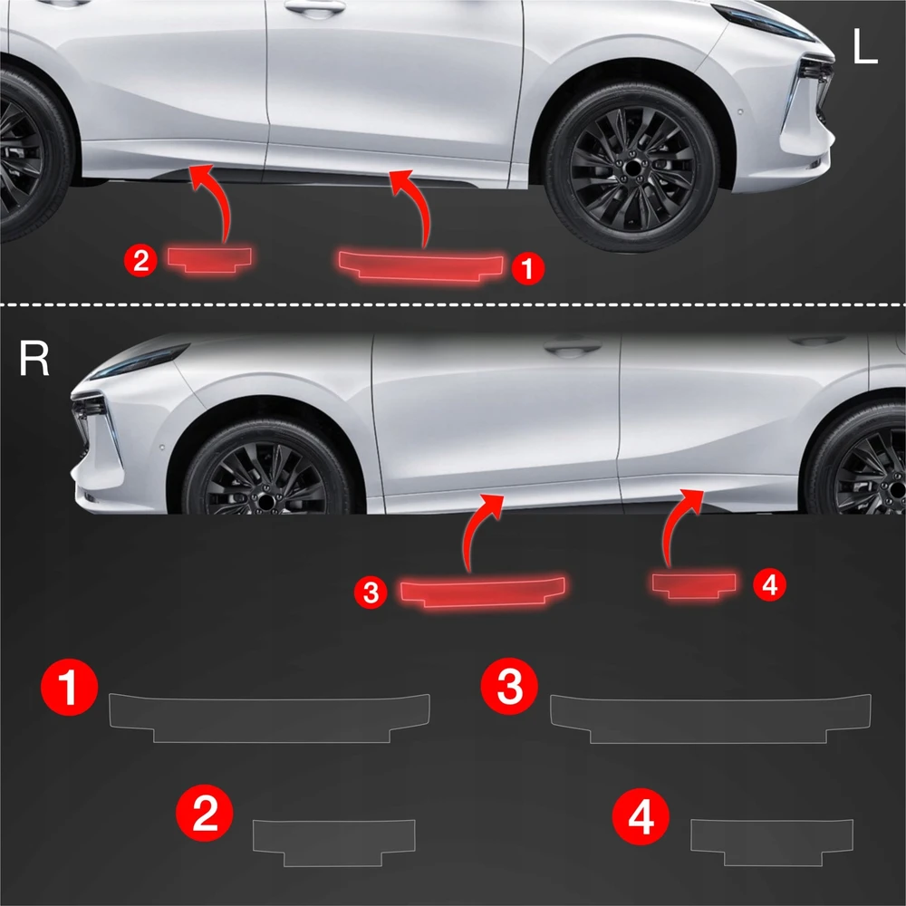 GrizzGlass Apsauginė plėvelė ant slenksčių GrizzGlass BodyShield, skirta Forthing T5 Evo (2024-2025) [4w1]