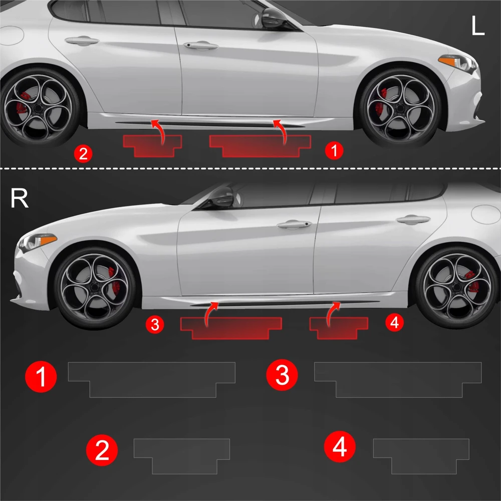 GrizzGlass Apsauginė plėvelė ant slenksčių GrizzGlass BodyShield skirtas Alfa Romeo Giulia (2023-2025) [4w1]