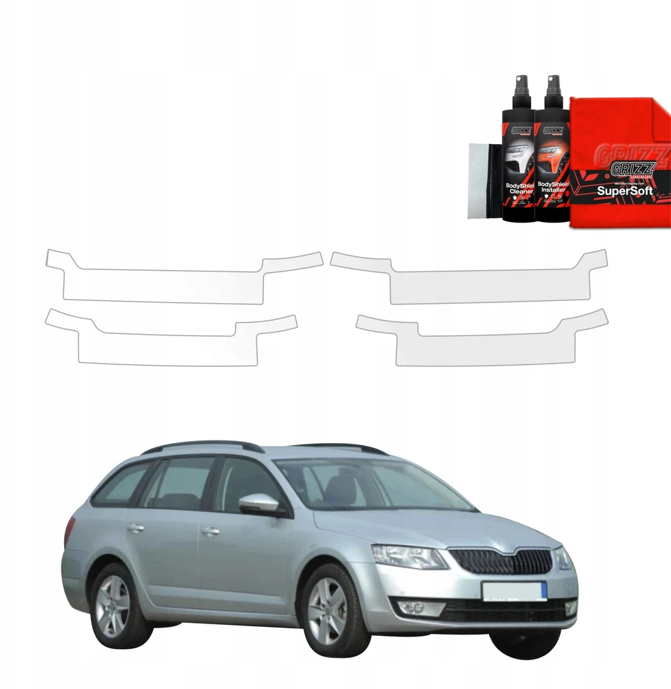 GrizzGlass Apsauginė plėvelė ant slenksčių BodyShield, skirta Skoda Octavia 3 Kombi 5D (2017-2020) [4w1]