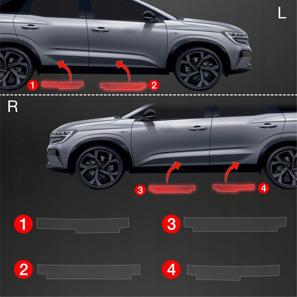 GrizzGlass Apsauginė plėvelė ant slenksčių GrizzGlass BodyShield skirtas Renault Austral (2022-2025) [4w1]