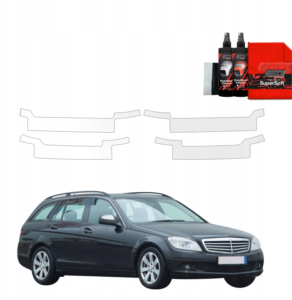 GrizzGlass Apsauginė plėvelė ant slenksčių GrizzGlass BodyShield, skirta Mercedes Benz C Klasė S204 Kombi (2007-2011) [4w1]