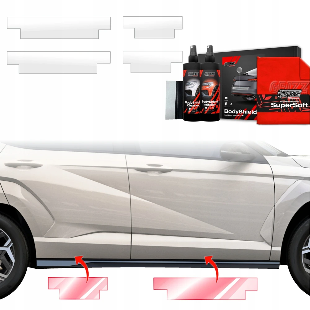 GrizzGlass Apsauginė plėvelė ant slenksčių GrizzGlass BodyShield, skirta Hyundai Kona N-Line (2023-2025) [4w1]