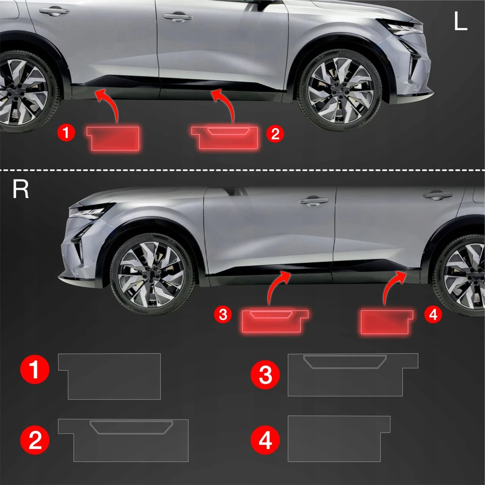 GrizzGlass Apsauginė plėvelė ant slenksčių GrizzGlass BodyShield, skirta Renault Rafale (2024-2025) [4w1]