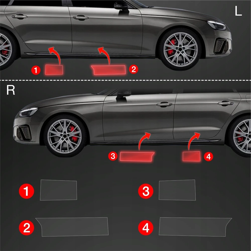 GrizzGlass Apsauginė plėvelė ant slenksčių GrizzGlass BodyShield, skirta Audi A4 Avant (2019-2024) [4w1]