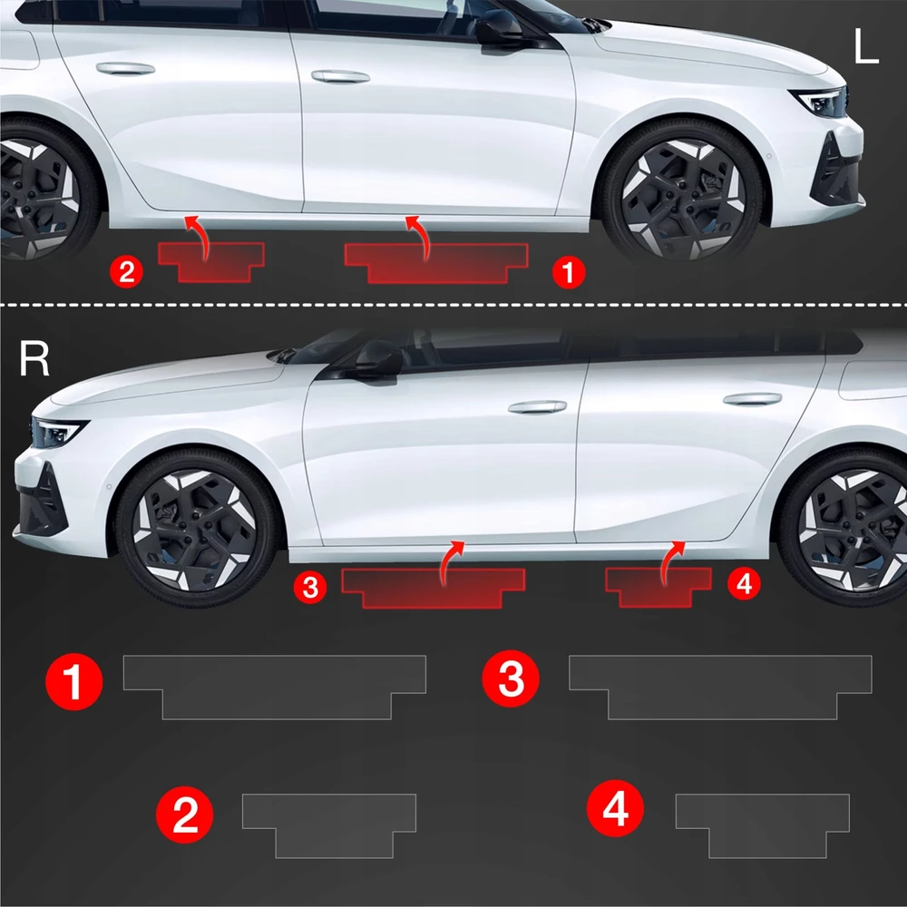 GrizzGlass Apsauginė plėvelė ant slenksčių GrizzGlass BodyShield skirtas Opel Astra (2021-2024) [4w1]