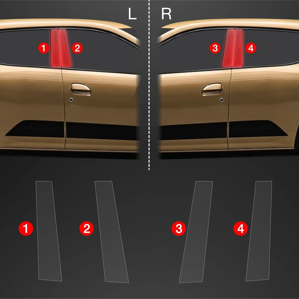 GrizzGlass apsauginė plėvelė statramsčiams BodyShield, skirta Dacia Spring (2024-2025) [4w1] (GRZ15089)