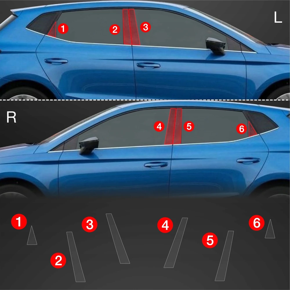 GrizzGlass Apsauginė plėvelė stulpams GrizzGlass BodyShield, skirta Seat Ibiza (2021-2025) [6w1]