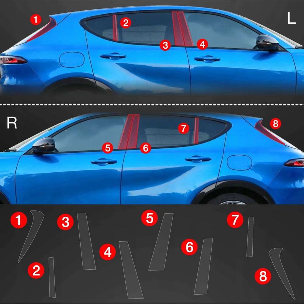 GrizzGlass Apsauginė plėvelė ant statramsčių GrizzGlass BodyShield, skirta Alfa Romeo Tonale (2022-2025) [8w1]