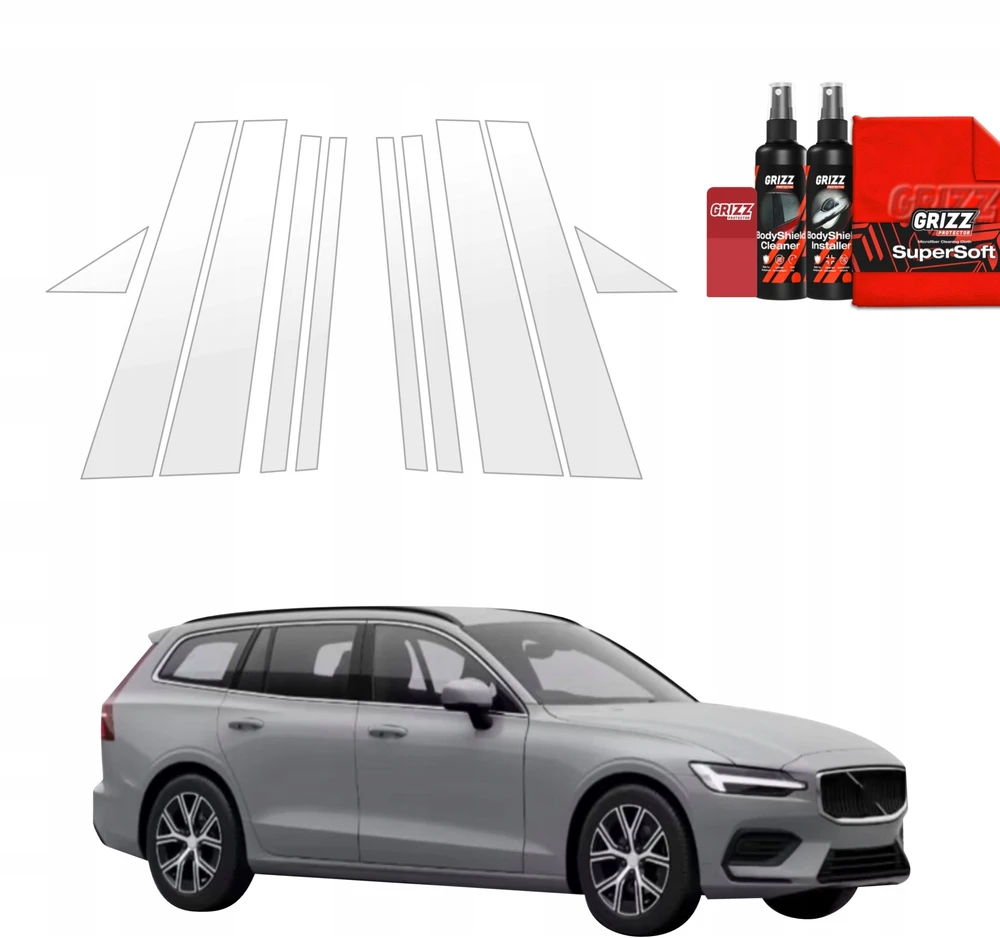 GrizzGlass GrizzGlass BodyShield apsauginė plėvelė ant statramsčių, skirta Volvo V60 (2026) [10w1]