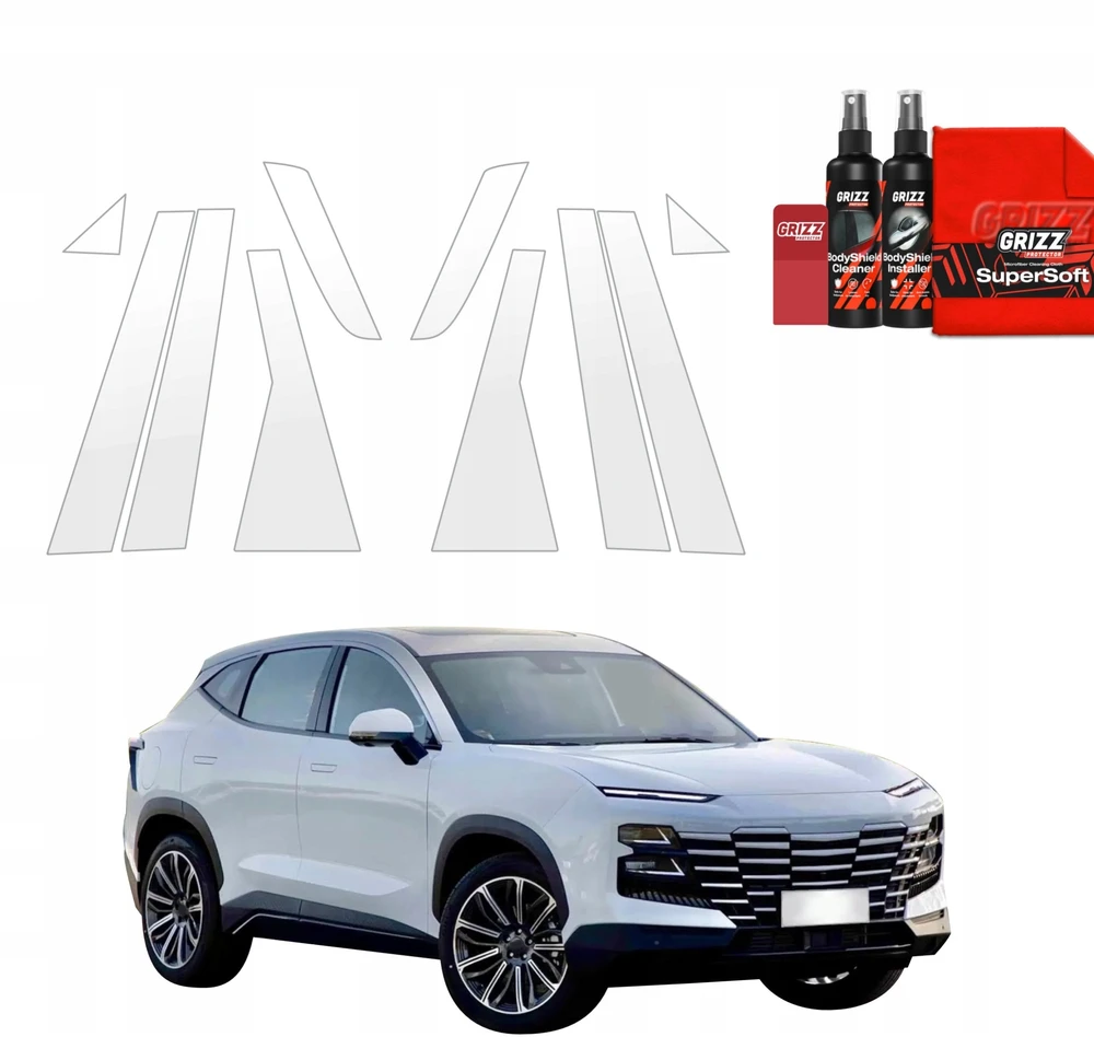GrizzGlass Apsauginė plėvelė stulpams BodyShield, skirta Jetour Dashing (2025-2026) [10w1]