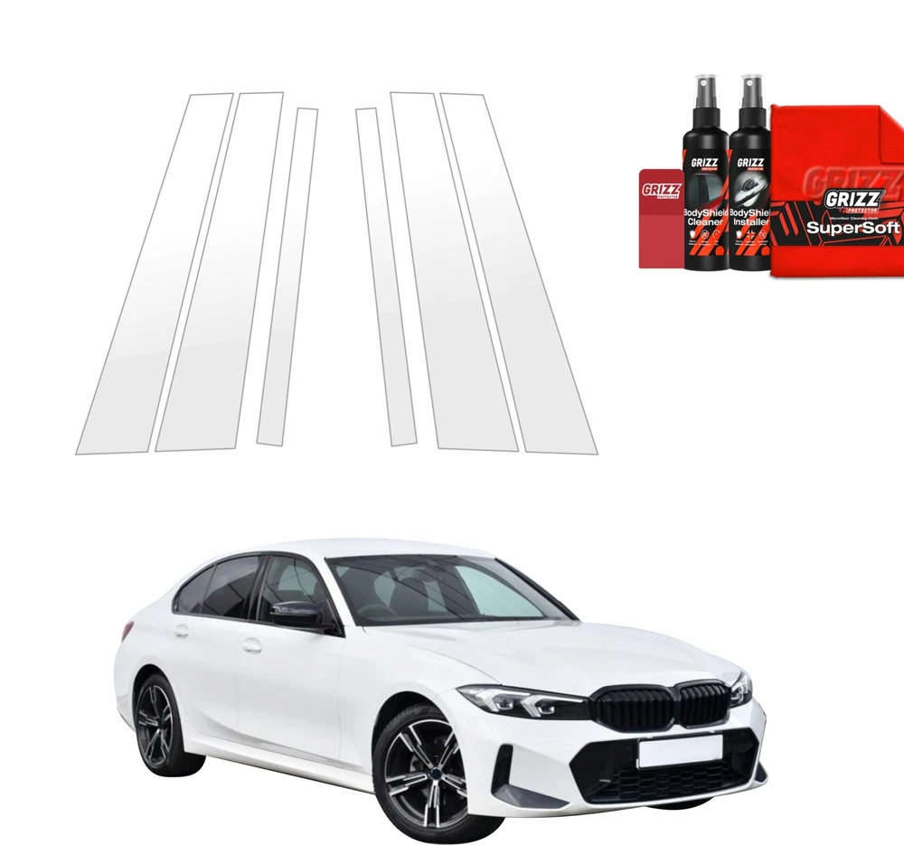 GrizzGlass Apsauginė plėvelė ant statramsčių BodyShield, skirta BMW 3 G20 Sedan (2022-2026) [6w1]