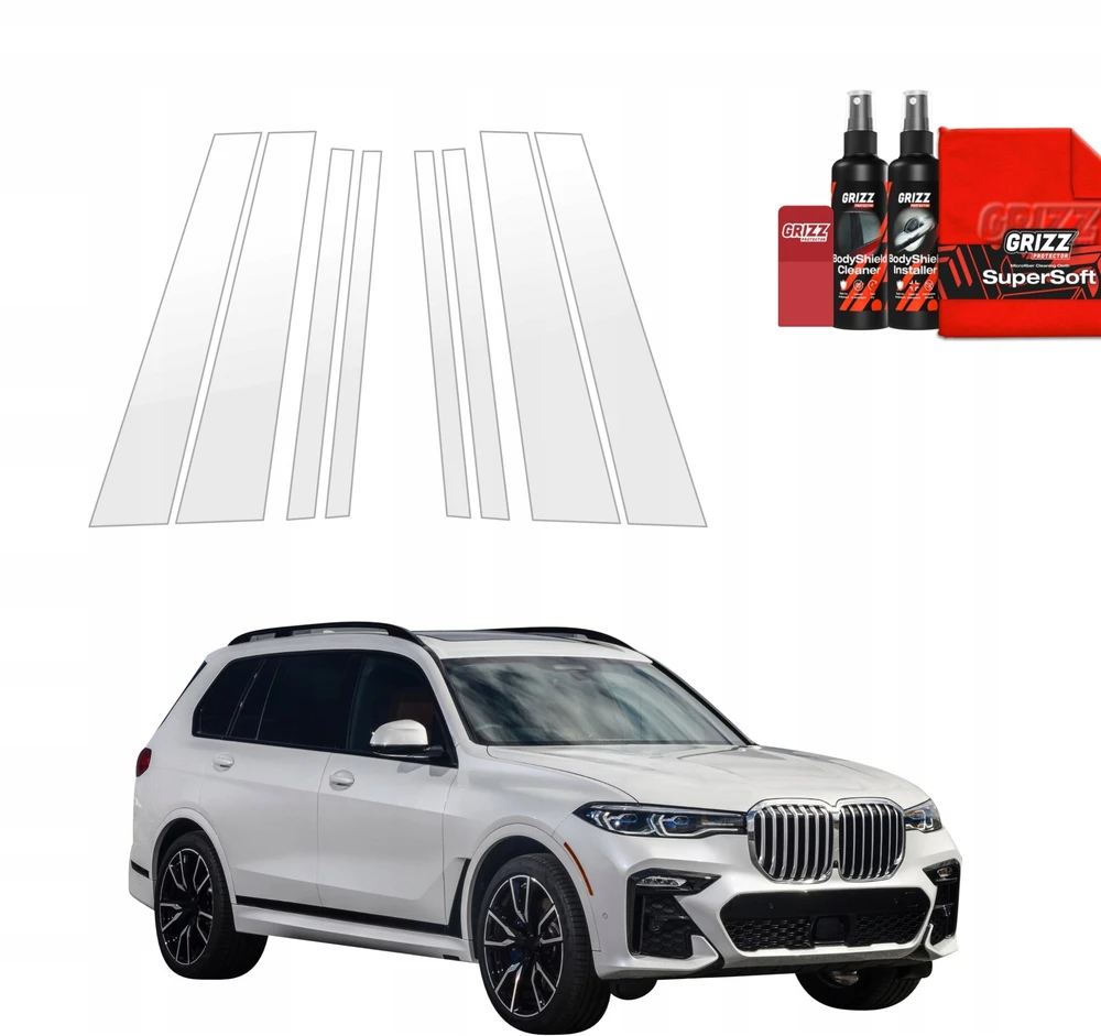 GrizzGlass Apsauginė plėvelė stulpams BodyShield BMW X7 G07 (2018-2022) [8w1]